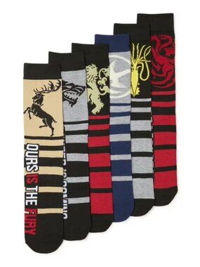 [BRAND NEW] GAME OF THRONES CASUAL CREW 6-PACK GRAPHIC SOCKS SIZE 8-12